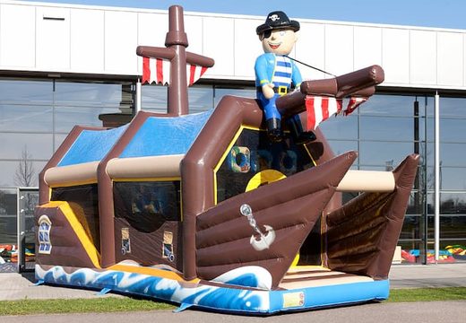 Order shooting combo pirate bouncy castle with shooting game and slide for kids. Buy inflatable bouncy castles online at JB Inflatables UK