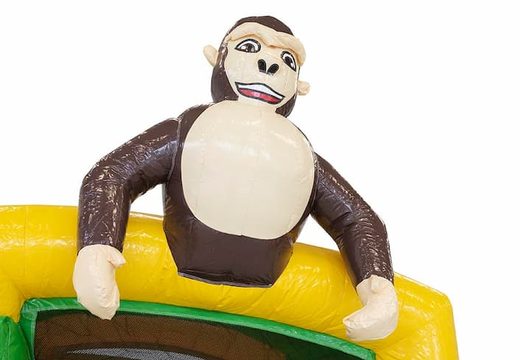 Order a small green splash bouncy castle for children in jungle theme with a 3D object of a gorilla at JB Inflatables UK
