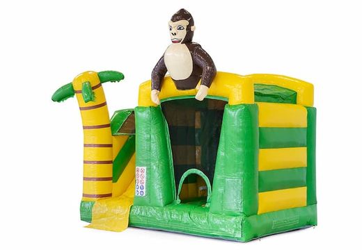 Order indoor inflatable multiplay bounce house in jungle theme with a 3D objcet of a gorilla for kids at JB Inflatables UK. Buy bounce houses online at JB Inflatables UK