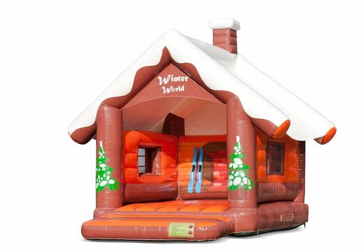 Order standard Skihut winterworld bouncy castle with a 3D chimney on top for children. Buy inflatable bouncy castles online at JB Inflatables UK