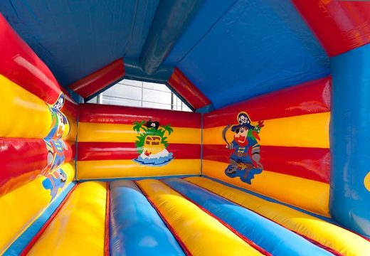 Buy standard bounce houses with a 3D pirate object on the top for kids. Order bounce houses online at JB Inflatables UK