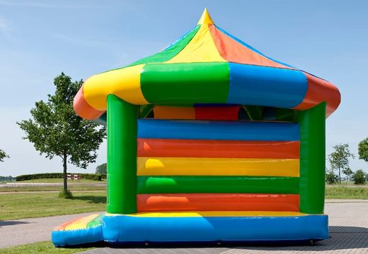 Big carousel bouncy castle with roof in standard theme for kids. Buy bouncy castles online at JB Inflatables UK  
