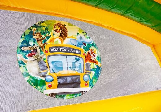 Waterslide bouncy castle in jungle theme with a 3D object of a large gorilla on top at JB Inflatables UK. Buy bouncy castles online now at JB Inflatables UK