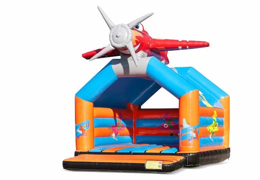 Buy a large indoor bouncy castle in an airplane theme for kids. Available at JB Inflatables UK online