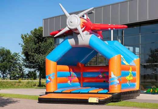 Airplane super bouncer with happy animations for kids. Order online bouncy castles at JB Inflatables UK