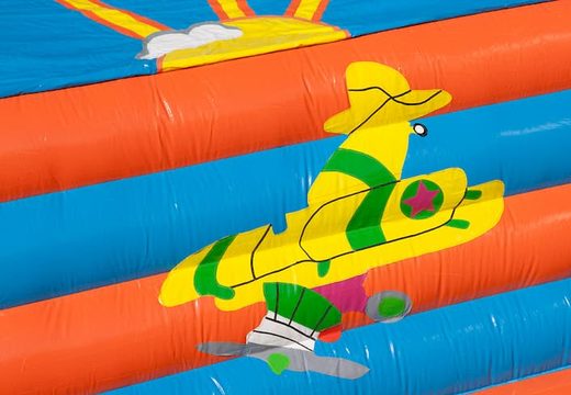 Buy a super bouncy castle covered in a theme airplane for kids. Order online bouncy castles at JB Inflatables UK
