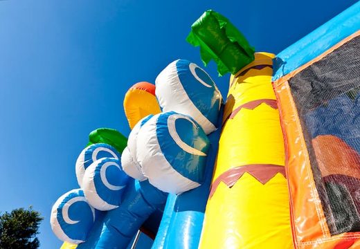 Order medium inflatable multiplay beach themed bouncer with slide for children. Buy inflatable bouncers online at JB Inflatables UK