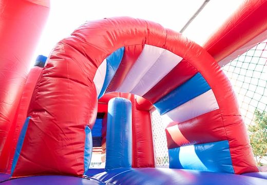 Buy a multiplay fire truck bounce house with a slide and fun objects on the jumping surface for kids. Order inflatable bounce houses online at JB Inflatables UK