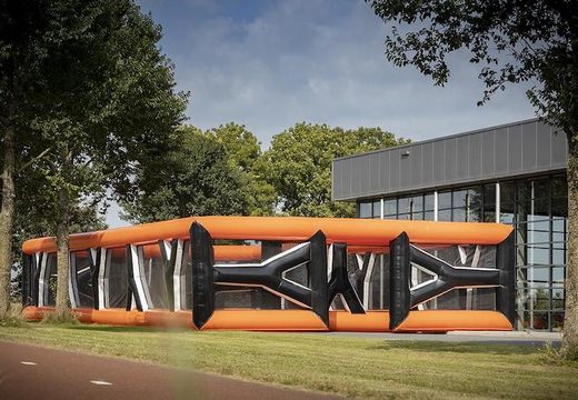 Orange inflatable archery boarding in which obstacles can be put for sale
