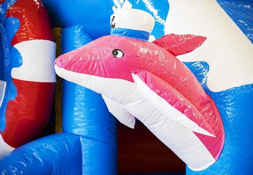 Dolphin themed inflatable bouncy castle in blue for sale for children