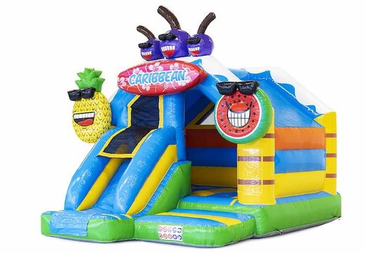Slide Combo Caribbean Theme Inflatable Bouncer With Slide For Sale For Kids