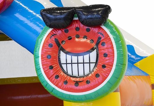 Buy Caribbean themed inflatable bouncer with slide with surfboard for kids