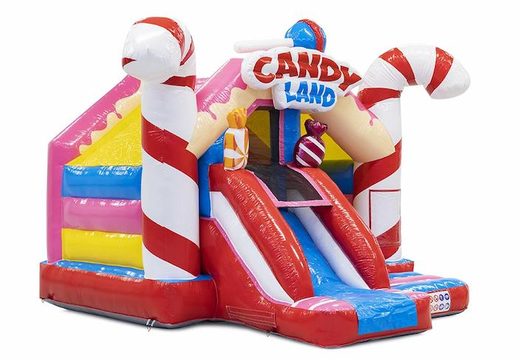 Order slide combo inflatable bouncer with slide in candy theme for kids