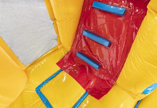 Order inflatable bouncer with slide in yellow with emojis on it for children