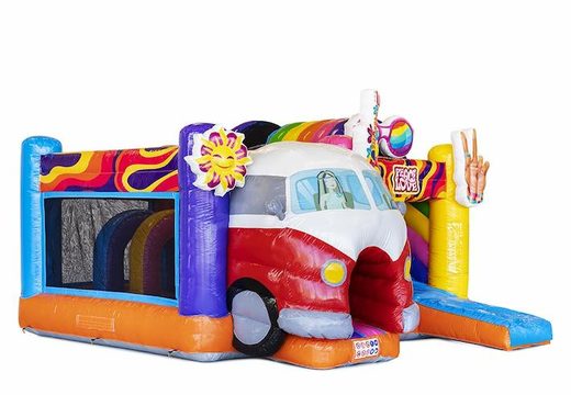 Order inflatable air cushion with slide in Hippy theme with volkswagen van for children