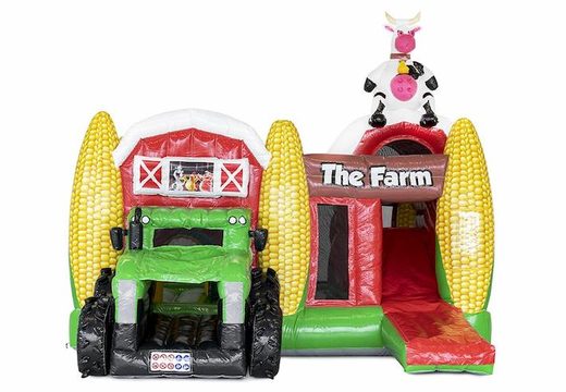 Farm themed inflatable bouncer with slide with tractor slide