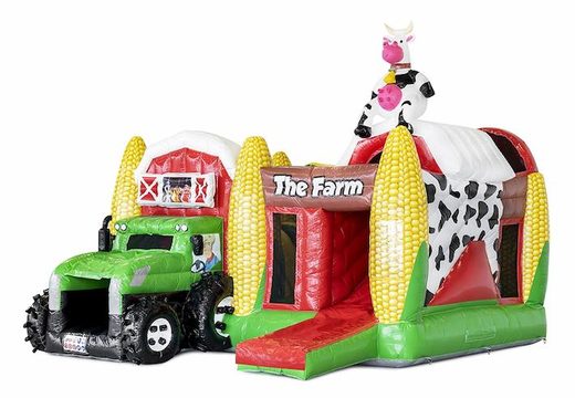 Farm themed inflatable bouncer with slide with tractor slide for sale
