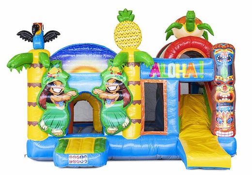 Tropical themed inflatable bouncer with slide for sale for kids