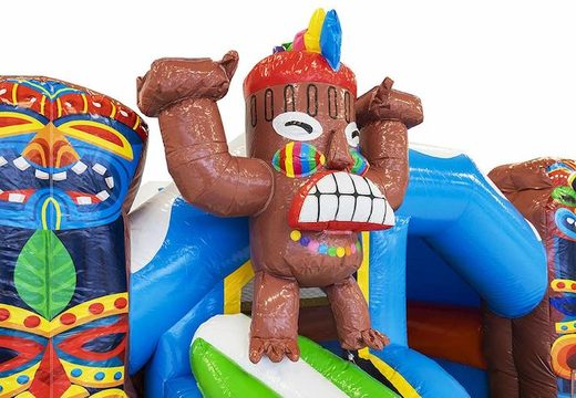 Order inflatable bouncy castle with slide in aloha theme with surfer and totem pole