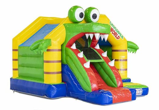 Order inflatable bouncy castle with slide in crocodile theme for children