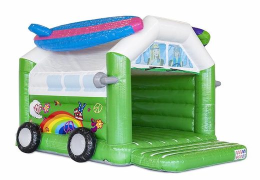 Inflatable bouncy castle in green with hippy style for sale for children