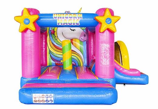 small inflatable bouncer with slide in unicorn theme for sale