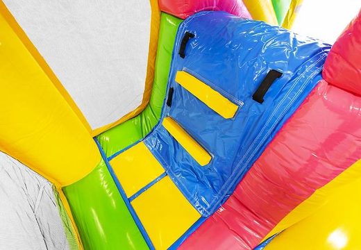 Buy inflatable air cushion with slide in cheerful colors and hawaii theme for children