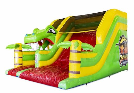 Buy inflatable slide in dino theme red and green for children
