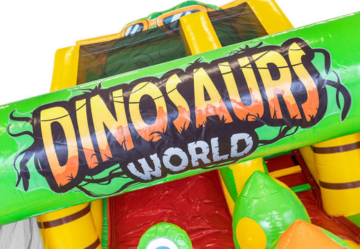 Buy inflatable slide with bouncy castle section in dino theme for children
