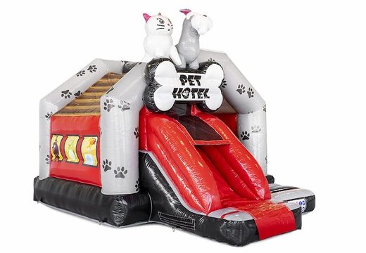 Inflatable air cushion slide combo with slide in animal hotel theme for sale for kids
