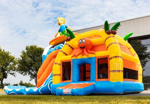 Buy inflatable large multiplay super in beach theme with surfer on top for kids