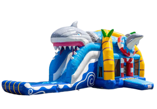 Buy multiplay super inflatable air cushion with slide in water world theme for children