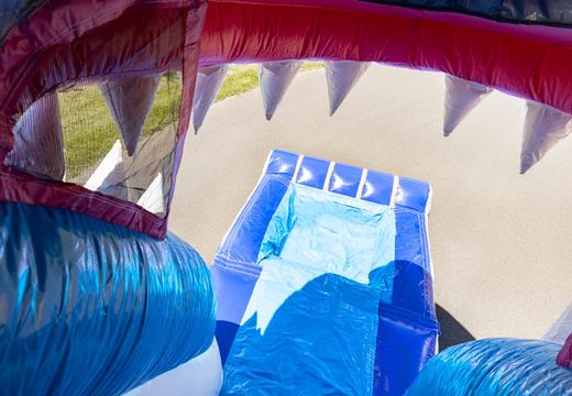 Seaworld themed inflatable bouncy castle with slide with big shark for sale for kids
