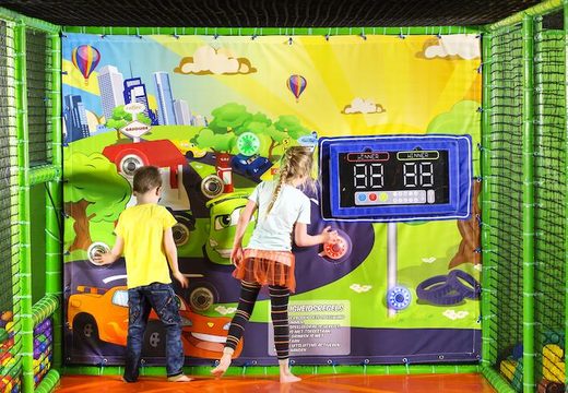Playground wall with interactive spots in it to play games for children for sale in cars theme