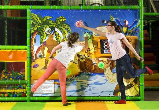 Wall with interactive spots for sale in a playground with pirate theme for children