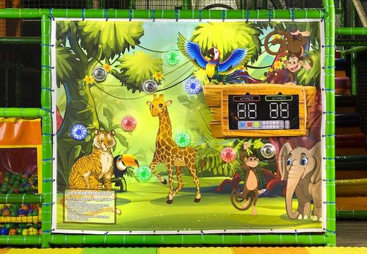 Playground wall with interactive spots and safari theme for children to play games with for sale