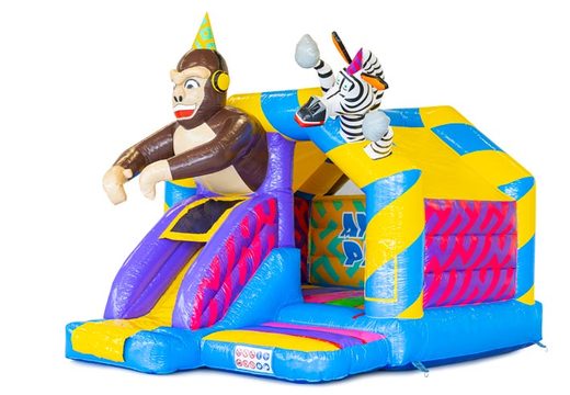 Buy Animal party slide combo air cushion with slide and 3d animals on it for children