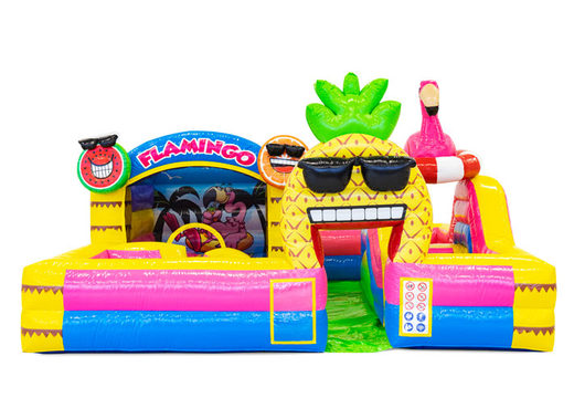 Order inflatable bouncy castle in Flamingo theme for children. Buy inflatables online at JB Inflatables America