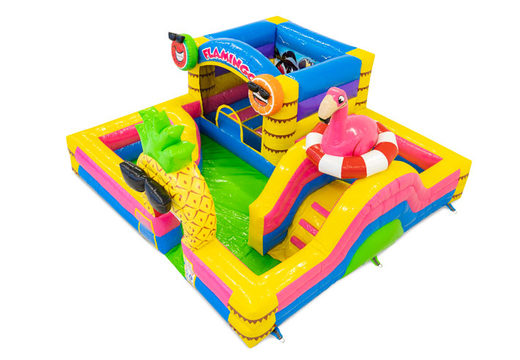 Buy Inflatable Flamingo bouncy castle with prints for children. Order bouncy castles online at JB Inflatables America