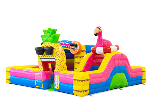 Buy inflatable bouncy castle in Flamingo theme for children. Order inflatables online at JB Inflatables America