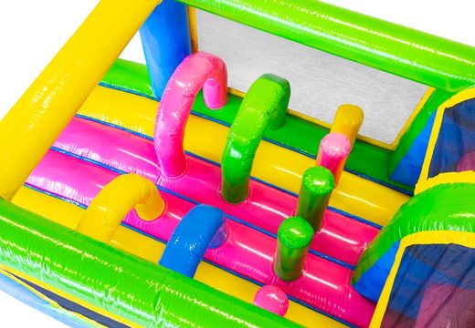 Order Happy colors 13m inflatable obstacle course for children. Buy inflatable obstacle courses now online at JB Inflatables America