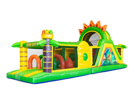 Buy 13 meters bouncy castle in theme Dino for kids. Order inflatables with obstacle courses now online at JB Inflatables America