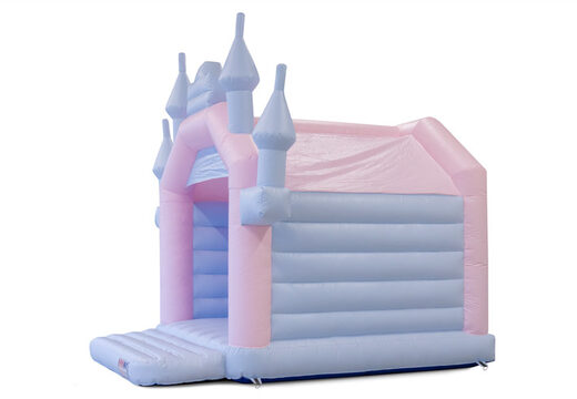 A Frame bouncy castle for sale in pastel colors pink blue for children. Buy indoor inflatables online at JB Inflatables America