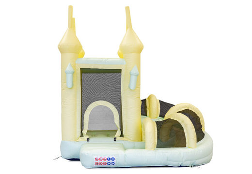 Order bouncer bouncy castle with slide in pastel colors yellow green for children. Buy bouncy castles online at JB Inflatables America