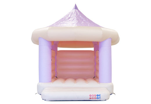 Order standard carousel bouncy castle in pastel colors purple mint for children. Buy bouncy castles online at JB Inflatables America
