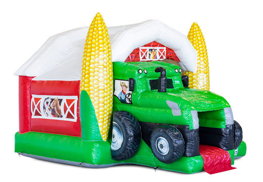 Inflatable Slide Combo bouncy castle in Tractor theme for sale at JB Inflatables. Order inflatable bouncers at JB Inflatables America