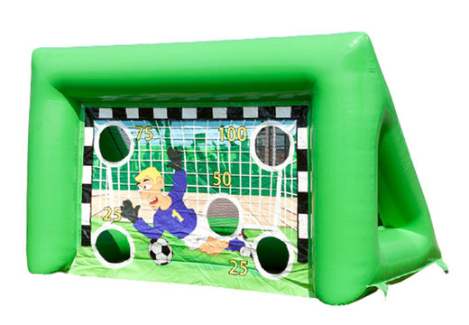 Inflatable football goal in green color with loopholes for more challenge order online