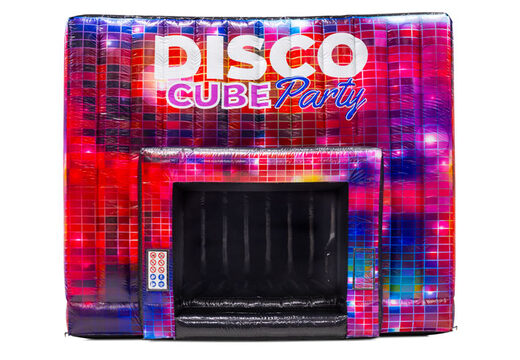 Colorful disco-themed square cube bouncy castle party available for online purchase